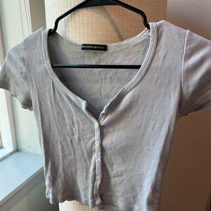 Brandy Melville light blue button-Up Ribbed Top